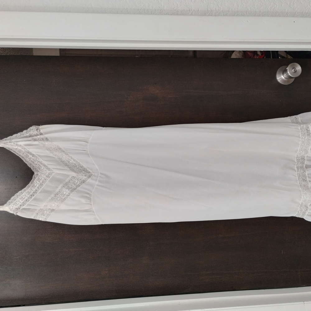 Elegant White Lace Trim Slip Dress